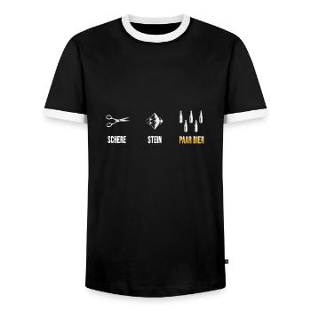 bier bierzelt "" bierkasten - Männer Kontrast-T-Shirt - Schwarz/Weiß - Vorne - AI Model Female 172 light (172cm) & AI Model Male 178 light (178cm)