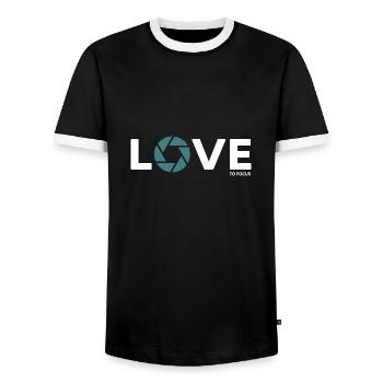 Photographer Photograph Focus Lens - Men's Ringer Shirt - black/white - Front - AI Model Female 172 light (172cm) & AI Model Male 178 light (178cm)