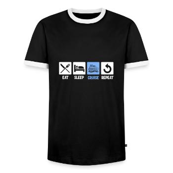 Family Cruise - Men's Ringer Shirt - black/white - Front - AI Model Female 172 light (172cm) & AI Model Male 178 light (178cm)