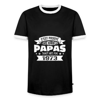 C'est Prouvé Les Meilleurs Papas Sont Nés En 1973 - T-shirt contrasté Homme - noir/blanc - Devant - AI Model Female 172 light (172cm) & AI Model Male 178 light (178cm)