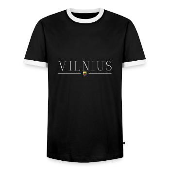 Vilnius, Lituanie Style Design T-Shirt - T-shirt contrasté Homme - noir/blanc - Devant - AI Model Female 172 light (172cm) & AI Model Male 178 light (178cm)