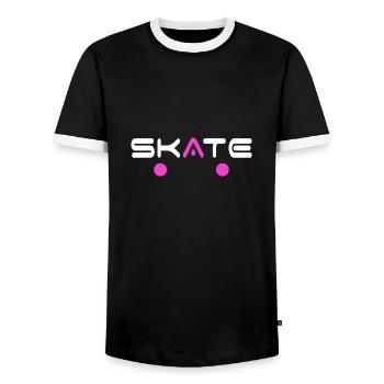 skate skateboarder skate board halfpipe SK8 deck - T-shirt contrasté Homme - noir/blanc - Devant - AI Model Female 172 light (172cm) & AI Model Male 178 light (178cm)