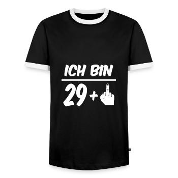 Je suis 29 ans 'Drôle de 30e anniversaire - T-shirt contrasté Homme - noir/blanc - Devant - AI Model Female 172 light (172cm) & AI Model Male 178 light (178cm)