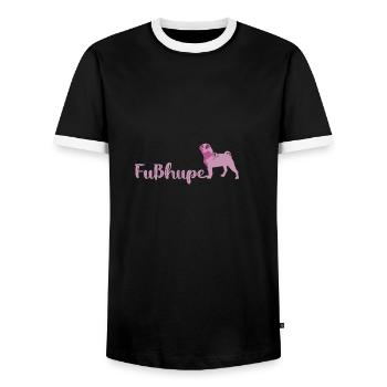 fußhupe,mops,kleiner hund,schriftzug,typo,hund - Männer Kontrast-T-Shirt - Schwarz/Weiß - Vorne - AI Model Female 172 light (172cm) & AI Model Male 178 light (178cm)