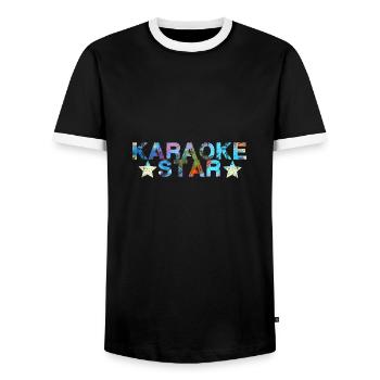 karaoke star,karaoke,sterne,stern,star,bunt - Männer Kontrast-T-Shirt - Schwarz/Weiß - Vorne - AI Model Female 172 light (172cm) & AI Model Male 178 light (178cm)