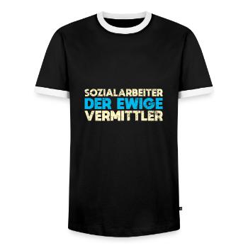 Sozialarbeiter - Der Ewige Vermittler - Männer Kontrast-T-Shirt - Schwarz/Weiß - Vorne - AI Model Female 172 light (172cm) & AI Model Male 178 light (178cm)