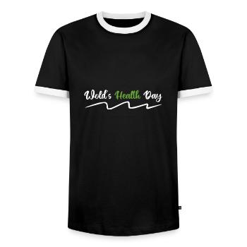 world's health day - Men's Ringer Shirt - black/white - Front - AI Model Female 172 light (172cm) & AI Model Male 178 light (178cm)