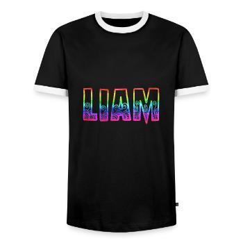 liam rs rainbow - Men's Ringer Shirt - black/white - Front - AI Model Female 172 light (172cm) & AI Model Male 178 light (178cm)