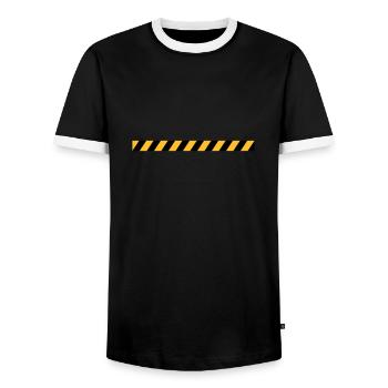 Police tape line design - Men's Ringer Shirt - black/white - Front - AI Model Female 172 light (172cm) & AI Model Male 178 light (178cm)