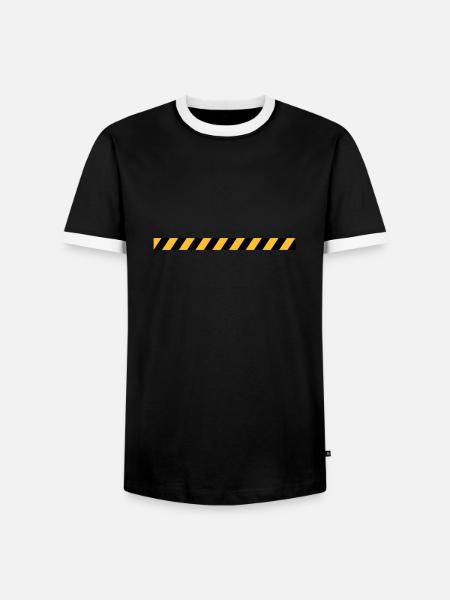 Absperrband Linie Design - Männer Kontrast-T-Shirt - Schwarz/Weiß