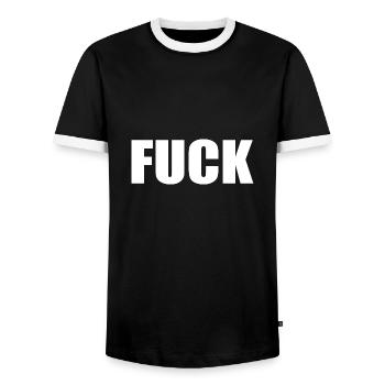 Fuck - Männer Kontrast-T-Shirt - Schwarz/Weiß - Vorne - AI Model Female 172 light (172cm) & AI Model Male 178 light (178cm)