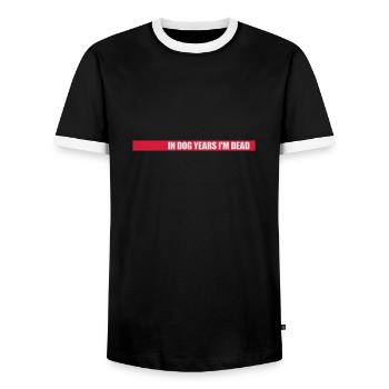 in dog years Dead - Men's Ringer Shirt - black/white - Front - AI Model Female 172 light (172cm) & AI Model Male 178 light (178cm)