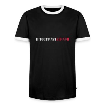 dans les années de chien Mort - T-shirt contrasté Homme - noir/blanc - Devant - AI Model Female 172 light (172cm) & AI Model Male 178 light (178cm)