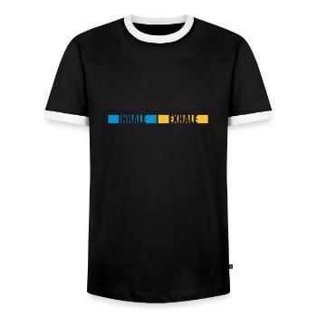 Inspirez expirez Yoga citation - T-shirt contrasté Homme - noir/blanc - Devant - AI Model Female 172 light (172cm) & AI Model Male 178 light (178cm)