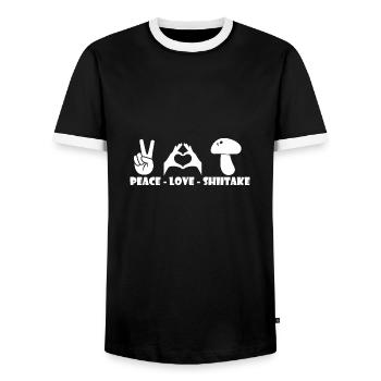 Mushroom pickers and mushroom friends - Men's Ringer Shirt - black/white - Front - AI Model Female 172 light (172cm) & AI Model Male 178 light (178cm)