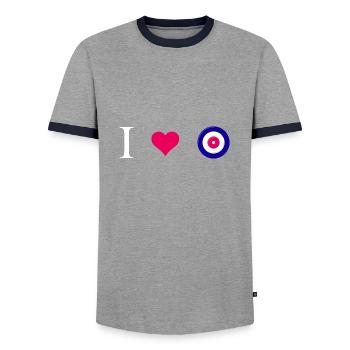 Curling, Curling, Curler, Curling-Love - Men's Ringer Shirt - grey/navy  - Front - AI Model Female 172 light (172cm) & AI Model Male 178 light (178cm)