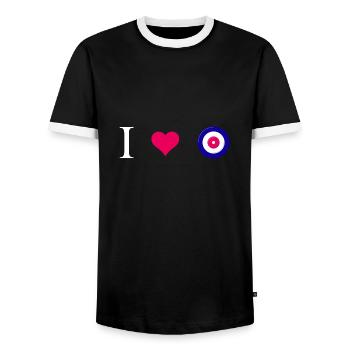 Curling, Curling, Curler, Curling-Love - Men's Ringer Shirt - black/white - Front - AI Model Female 172 light (172cm) & AI Model Male 178 light (178cm)