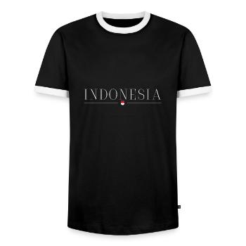 I love Indonesia - Men's Ringer Shirt - black/white - Front - AI Model Female 172 light (172cm) & AI Model Male 178 light (178cm)