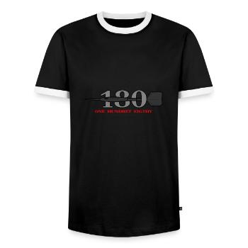 Dart 180 Dartboard Dart Legend Dart Player - Men's Ringer Shirt - black/white - Front - AI Model Female 172 light (172cm) & AI Model Male 178 light (178cm)