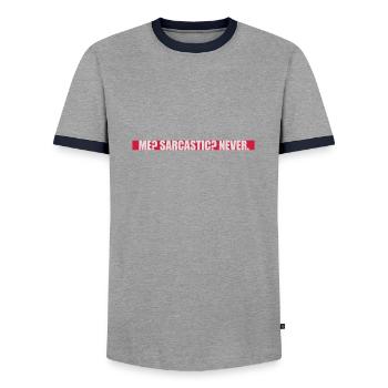 me sarcastic never quote - Men's Ringer Shirt - grey/navy  - Front - AI Model Female 172 light (172cm) & AI Model Male 178 light (178cm)