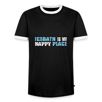 eisbader winterschwimmer "icebath happy place" - Männer Kontrast-T-Shirt - Schwarz/Weiß - Vorne - AI Model Female 172 light (172cm) & AI Model Male 178 light (178cm)