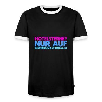 Hotelsterne? Nur Auf Bewertungsportalen - Männer Kontrast-T-Shirt - Schwarz/Weiß - Vorne - AI Model Female 172 light (172cm) & AI Model Male 178 light (178cm)