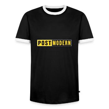 post postbote flaschenpost postmodern - Männer Kontrast-T-Shirt - Schwarz/Weiß - Vorne - AI Model Female 172 light (172cm) & AI Model Male 178 light (178cm)