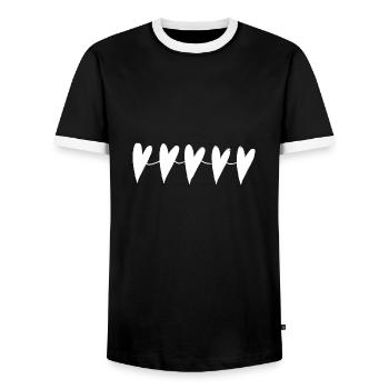 cœur coeur - T-shirt contrasté Homme - noir/blanc - Devant - AI Model Female 172 light (172cm) & AI Model Male 178 light (178cm)