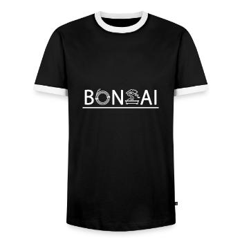 BONSAI Yamadori Bonsai Master Bonsai Wire - Men's Ringer Shirt - black/white - Front - AI Model Female 172 light (172cm) & AI Model Male 178 light (178cm)