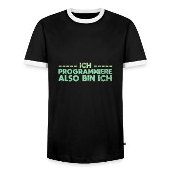 Ich Programmiere, Also Bin Ich - Männer Kontrast-T-Shirt - Schwarz/Weiß - Vorne - AI Model Female 172 light (172cm) & AI Model Male 178 light (178cm)