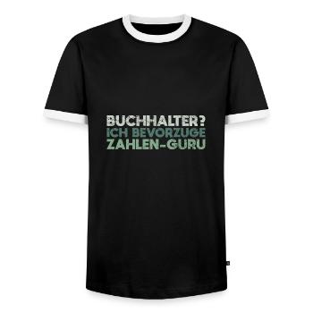 Buchhalter? Ich Bevorzuge Zahlen-Guru - Männer Kontrast-T-Shirt - Schwarz/Weiß - Vorne - AI Model Female 172 light (172cm) & AI Model Male 178 light (178cm)
