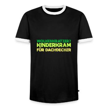 Wolkenkratzer? Kinderkram Für Dachdecker - Männer Kontrast-T-Shirt - Schwarz/Weiß - Vorne - AI Model Female 172 light (172cm) & AI Model Male 178 light (178cm)