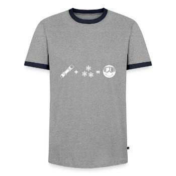 snowboarder "snowboarder-love" freestyleboard - Männer Kontrast-T-Shirt - Grau/Navy  - Vorne - AI Model Female 172 light (172cm) & AI Model Male 178 light (178cm)