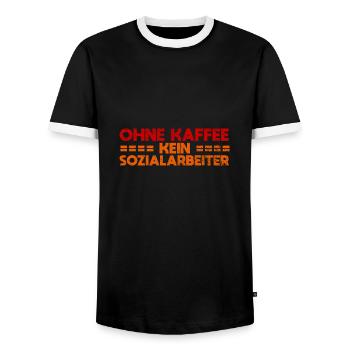 Ohne Kaffee Kein Sozialarbeiter - Männer Kontrast-T-Shirt - Schwarz/Weiß - Vorne - AI Model Female 172 light (172cm) & AI Model Male 178 light (178cm)