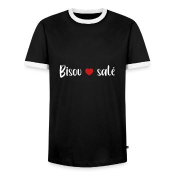 Bisous salé - T-shirt contrasté Homme - noir/blanc - Devant - AI Model Female 172 light (172cm) & AI Model Male 178 light (178cm)