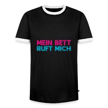 Mein Bett Ruft Mich - Männer Kontrast-T-Shirt - Schwarz/Weiß - Vorne - AI Model Female 172 light (172cm) & AI Model Male 178 light (178cm)