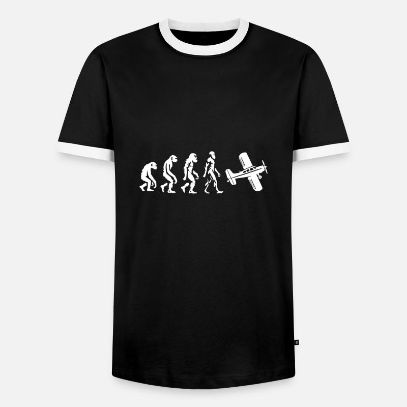 Evolutionary Airplain Flying Fun - Männer Kontrast-T-Shirt - Schwarz/Weiß