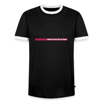 cute but taken quote - Men's Ringer Shirt - black/white - Front - AI Model Female 172 light (172cm) & AI Model Male 178 light (178cm)