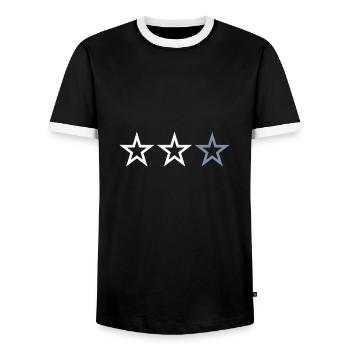 3 STERNE - Männer Kontrast-T-Shirt - Schwarz/Weiß - Vorne - AI Model Female 172 light (172cm) & AI Model Male 178 light (178cm)