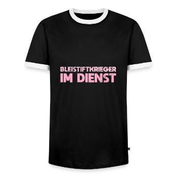 Bleistiftkrieger Im Dienst - Männer Kontrast-T-Shirt - Schwarz/Weiß - Vorne - AI Model Female 172 light (172cm) & AI Model Male 178 light (178cm)