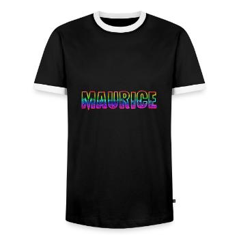 maurice rs rainbow - Men's Ringer Shirt - black/white - Front - AI Model Female 172 light (172cm) & AI Model Male 178 light (178cm)