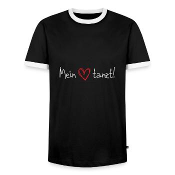 My heart dances! Dancing Heart Saying for Dancers - Men's Ringer Shirt - black/white - Front - AI Model Female 172 light (172cm) & AI Model Male 178 light (178cm)