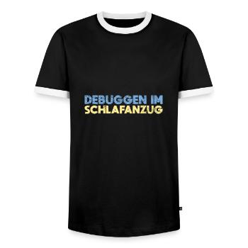 Debuggen Im Schlafanzug - Männer Kontrast-T-Shirt - Schwarz/Weiß - Vorne - AI Model Female 172 light (172cm) & AI Model Male 178 light (178cm)