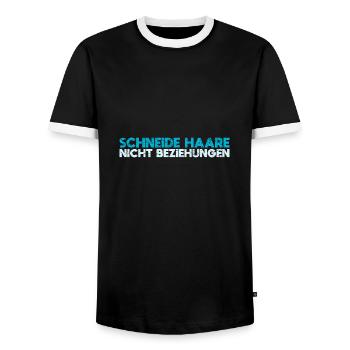 Schneide Haare, Nicht Beziehungen - Männer Kontrast-T-Shirt - Schwarz/Weiß - Vorne - AI Model Female 172 light (172cm) & AI Model Male 178 light (178cm)