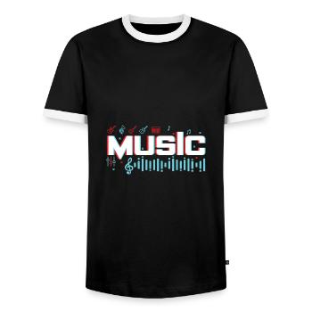 Geschenkidee - Musik Musiker Musikinstrument note - Männer Kontrast-T-Shirt - Schwarz/Weiß - Vorne - AI Model Female 172 light (172cm) & AI Model Male 178 light (178cm)