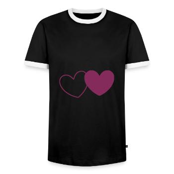 Saint Valentin Coeur Violet - T-shirt contrasté Homme - noir/blanc - Devant - AI Model Female 172 light (172cm) & AI Model Male 178 light (178cm)