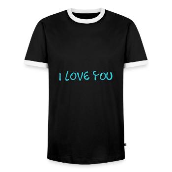 LIEBE. MUTTERTAG. SCHÖNEN MUTTERTAG. MAMA - Männer Kontrast-T-Shirt - Schwarz/Weiß - Vorne - AI Model Female 172 light (172cm) & AI Model Male 178 light (178cm)
