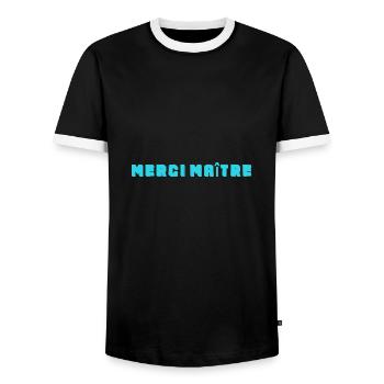 MEISTER. VIELEN DANK. DANKE, MEISTER. MEISTER. MEISTER-GESCHENK - Männer Kontrast-T-Shirt - Schwarz/Weiß - Vorne - AI Model Female 172 light (172cm) & AI Model Male 178 light (178cm)