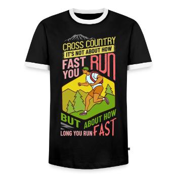 Cross Country Running Crosslauf Geländelauf Laufen - T-shirt contrasté Homme - noir/blanc - Devant - AI Model Female 172 light (172cm) & AI Model Male 178 light (178cm)