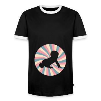 annonce de grossesse - Bebe drôle rétro - T-shirt contrasté Homme - noir/blanc - Devant - AI Model Female 172 light (172cm) & AI Model Male 178 light (178cm)